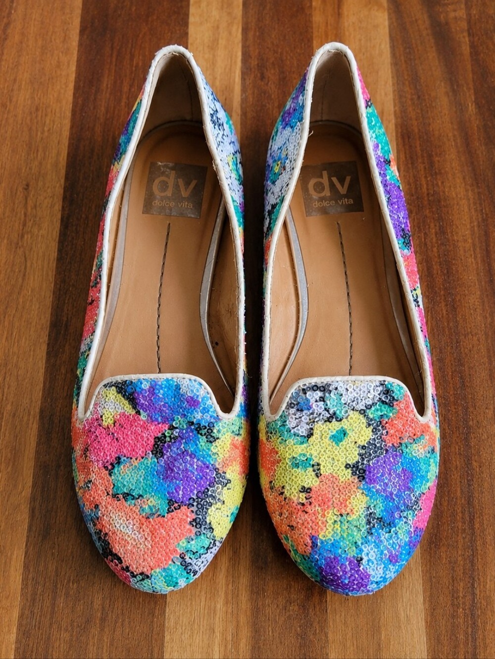 DV by Dolce Vita Hanna Botanical Sequin Loafers Multicolor Sparkle Flats Size 8. - Picture 10 of 10
